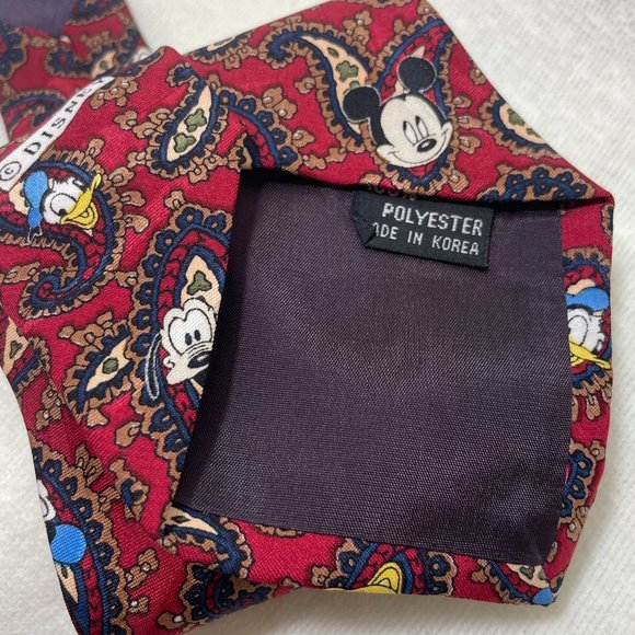 Disney Red Mickey Mouse Goofy Donald Pluto Necktie Tie Men - Picture 4 of 6